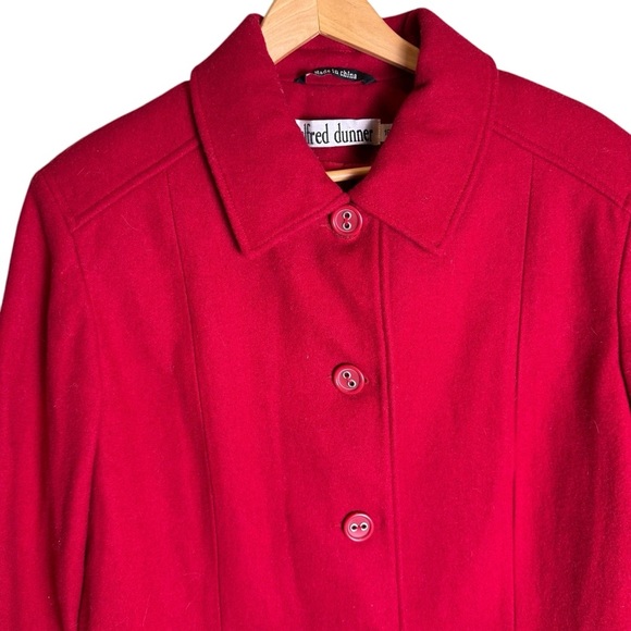 Alfred Dunner Red Wool Jacket Women’s 16 Button Front Classic Winter Coat Chic - Picture 5 of 14